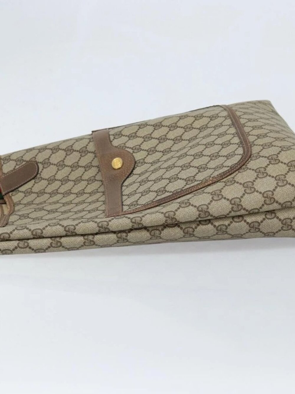 GUCCI GG Supreme Web Sherry Line Tote Bag PVC Beige Gold 39 02 003 Auth BA10068 - Picture 5 of 15